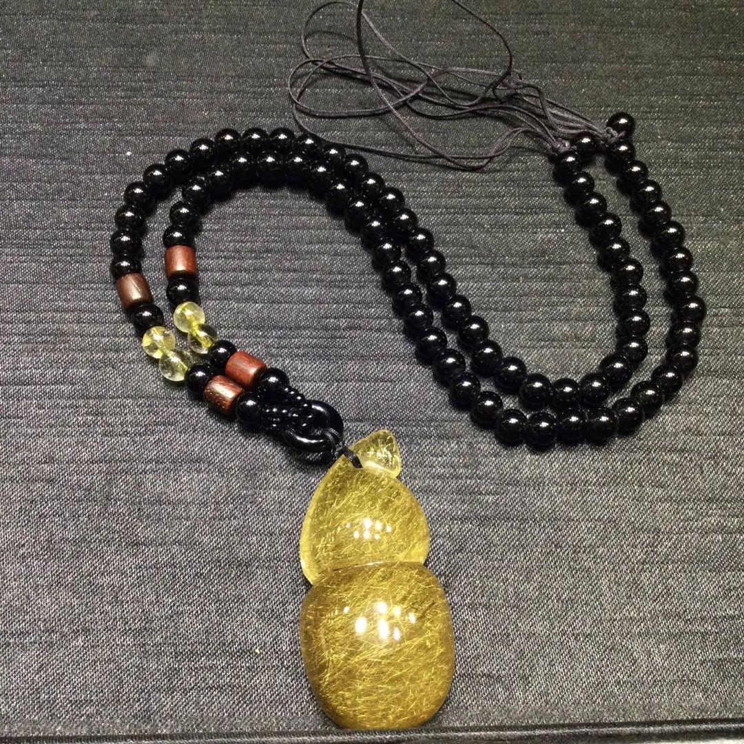 الذهب الطبيعي Rutilated قلادة من الكوارتز برميل زهرة Rutilated الكوارتز مجوهرات 43*21.5*15 مللي متر الرجال النساء البرازيل AAAAAAA