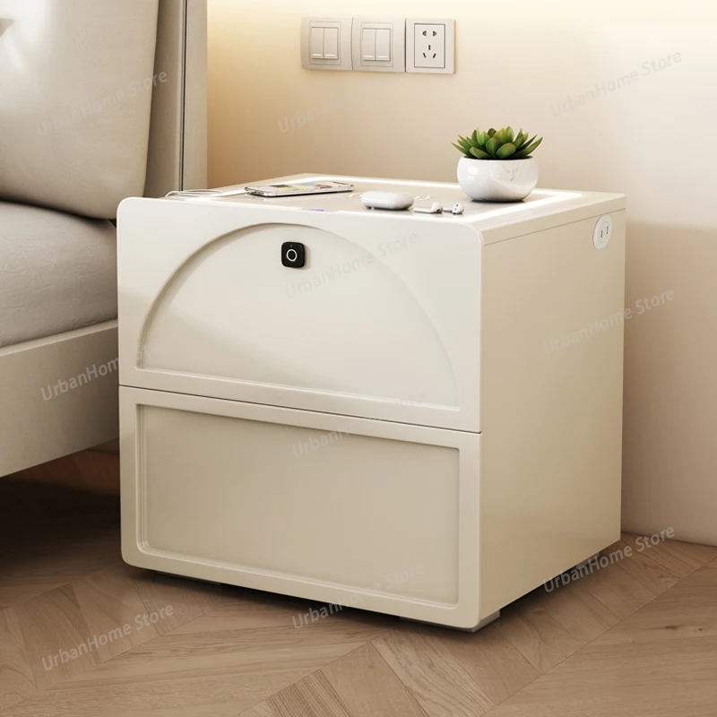 

Aesthetic Minimalist Nightstand White Storage Charging Modern Nightstand Floor Makeup Armoires De Chambre Home Furniture
