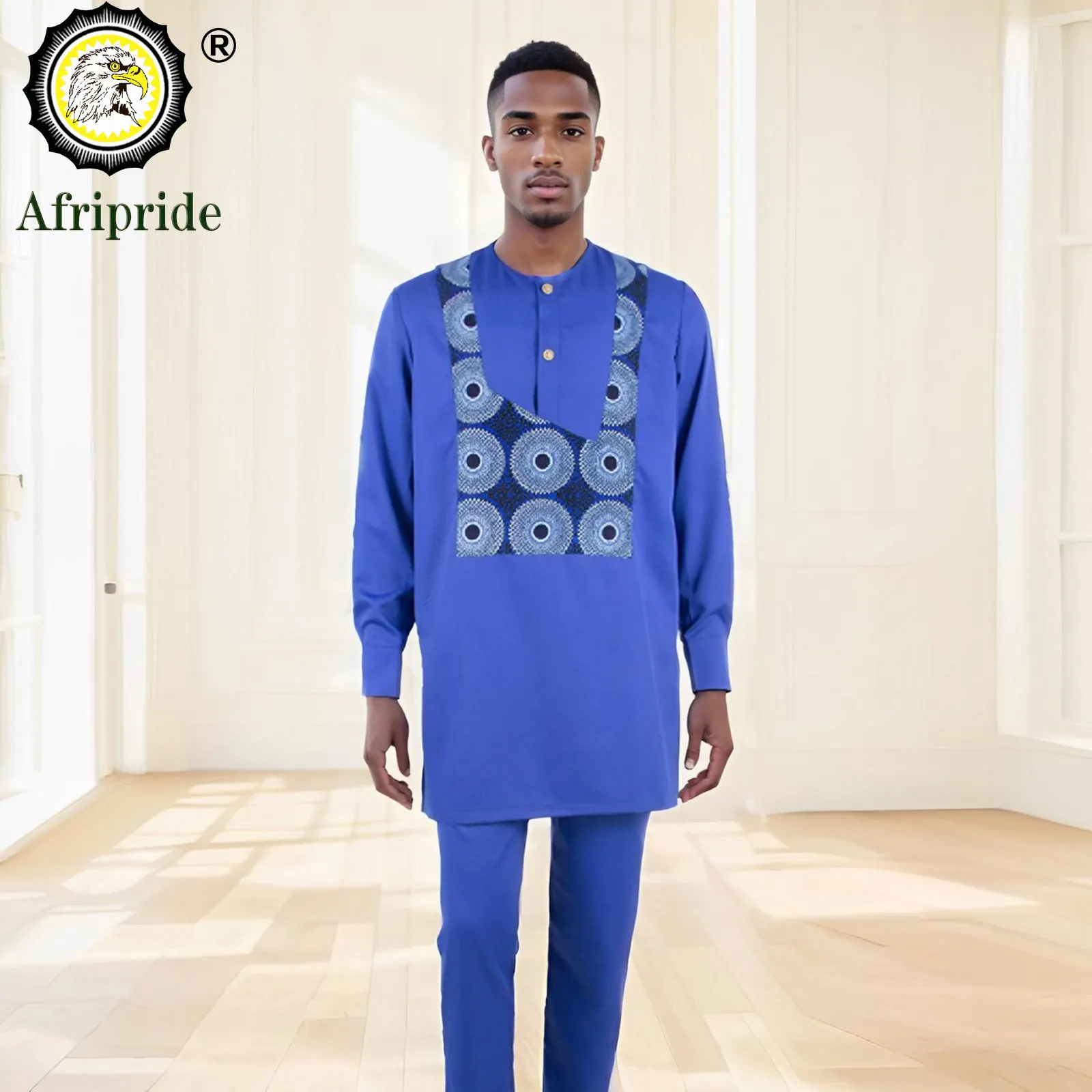 Dashiki Men African Clothes Plus Size Print Shirts and Pants 2 Piece Set Ankara Attire Tribal Outfits Traditional Wear A2416011