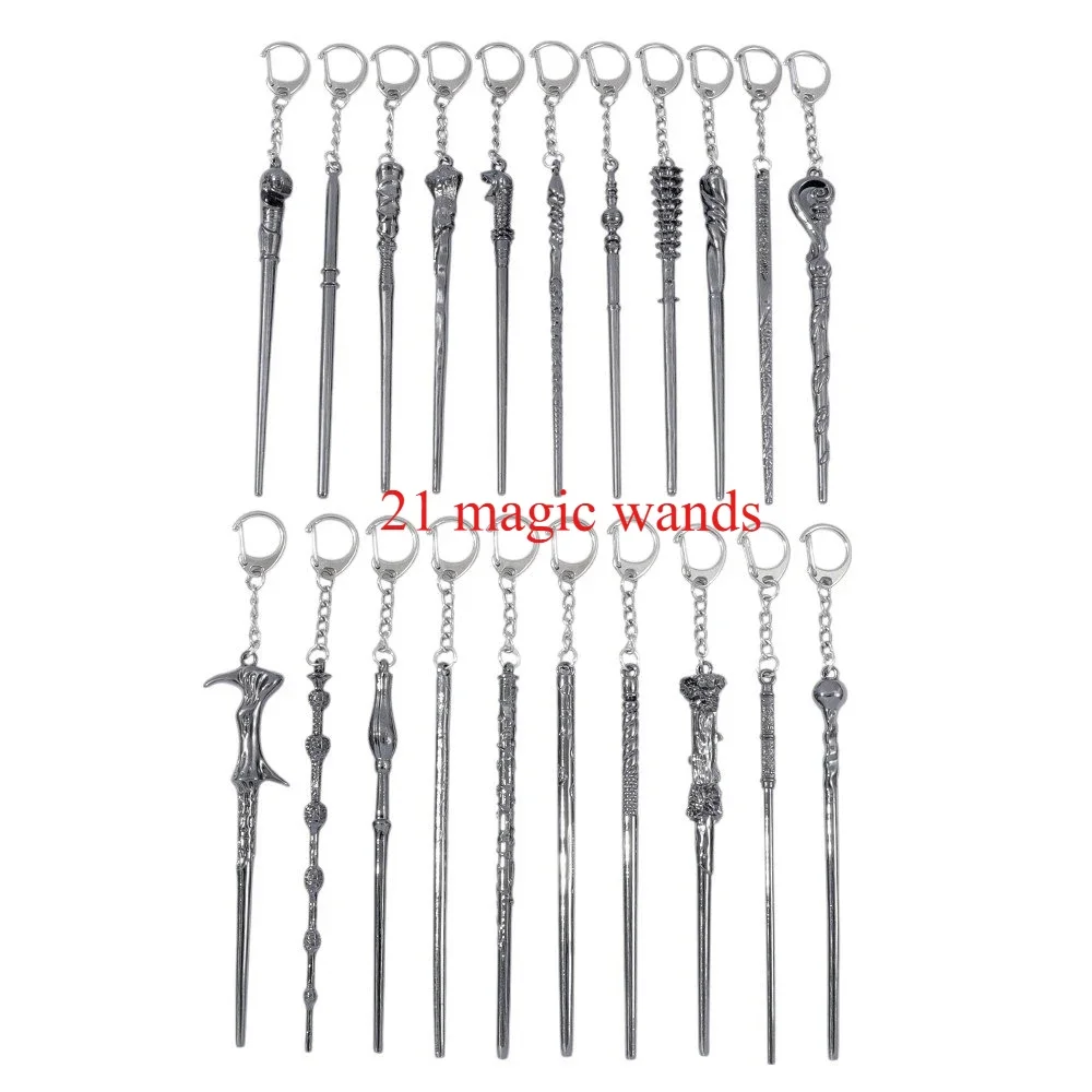 Harry Potter film and television school of magic magic wand keychain jewelry creative retro wand pendant alloy jewelry. view 3
