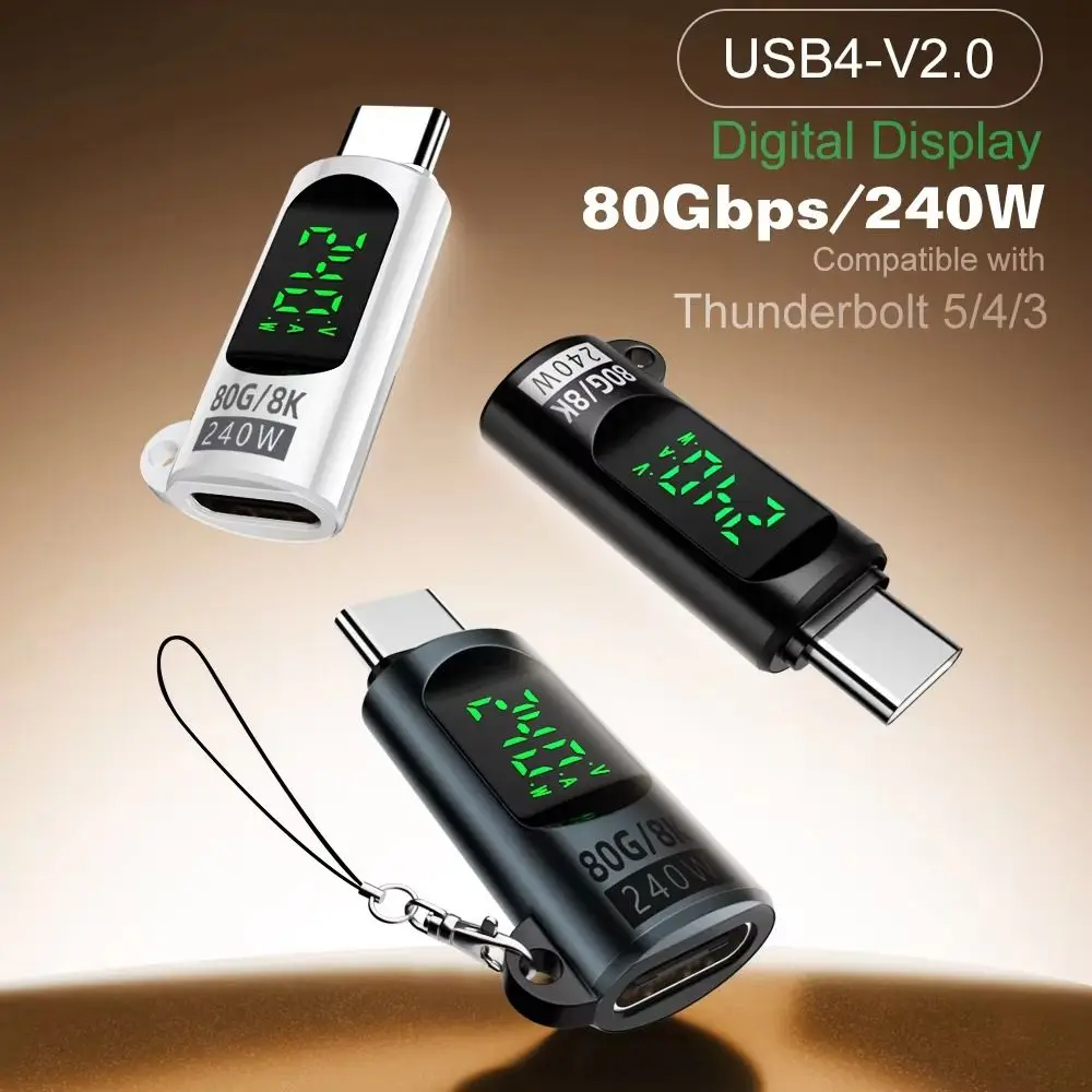 

Адаптер OTG USB-C с LED-дисплеем, PD240W, USB-C (гнездо), 80 Гбит/с, из алюминиевого сплава, для мобильных устройств/ноутбуков