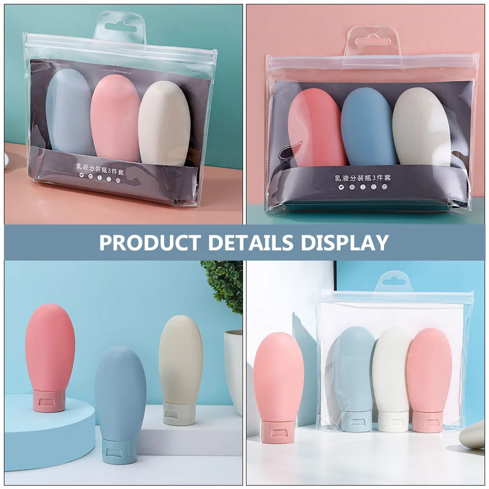 

3Pcs Silicone Travel Bottles Leakproof Dispenser for Trip Refillable Toiletry Container Portable Lotion Bottle