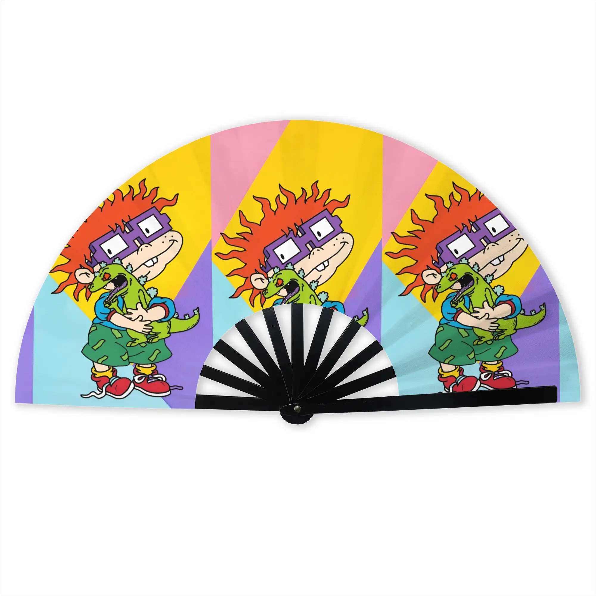 R-Rugrated Manga Hot Anime Traditional Folding Fan Chinese Style  High-Quality Polyester Fans Gift Classic Decorative Hand Fan