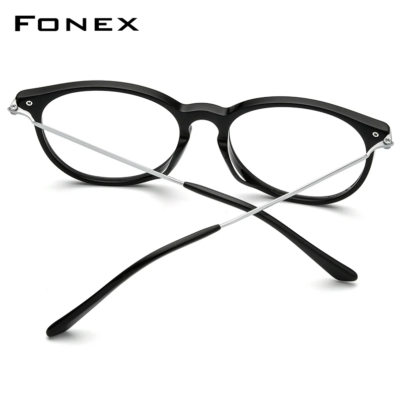 FONEX Titanium Eyeglasses Frame Men 2021 Retro Round Glasses Women Acetate Spectacles Eyewear F85670