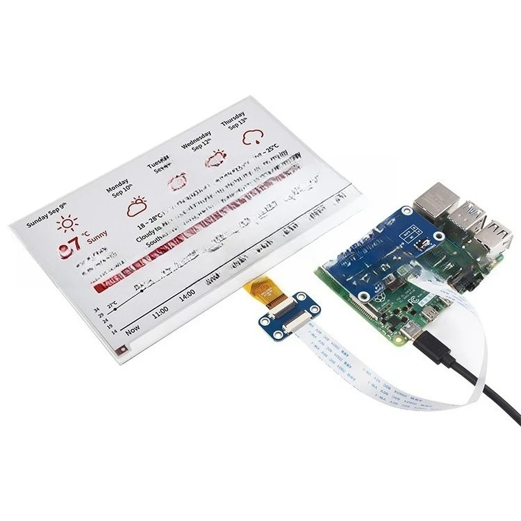 Layar e-ink Raspberry Pi 4B 7,5 inci, layar e-paper e-ink merah dan hitam