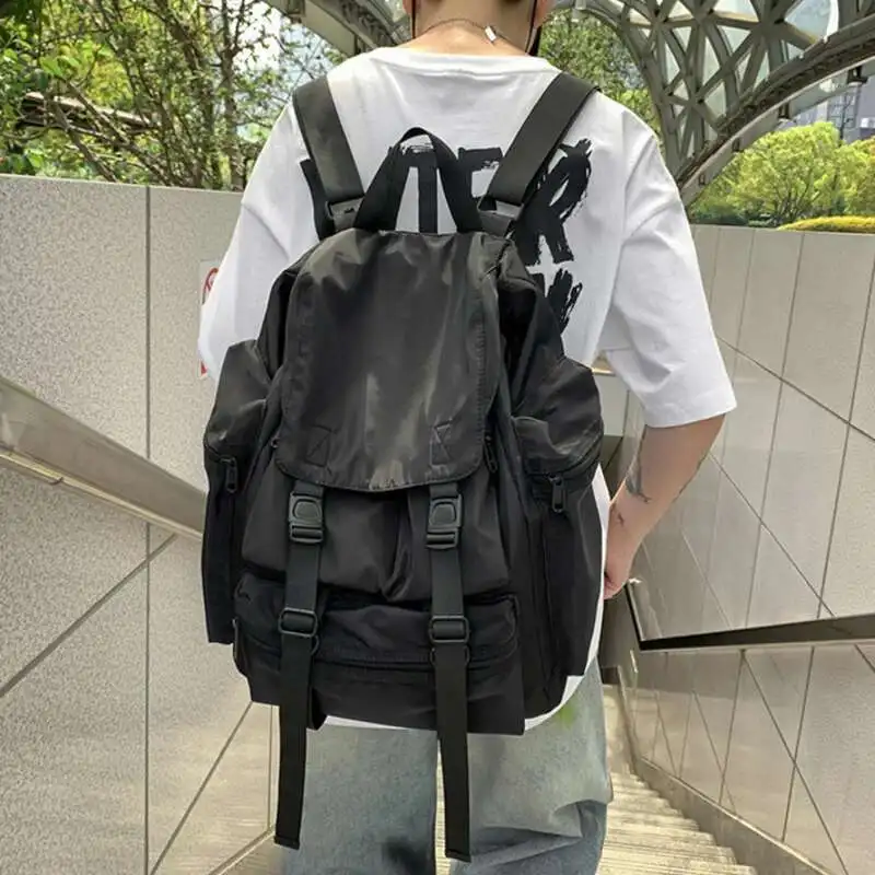 

Nylon Men Women Backpack Waterproof Female Male Black Bagpack School Bags for Teenage Girls And Boys Drawstring Travel Rucksack
