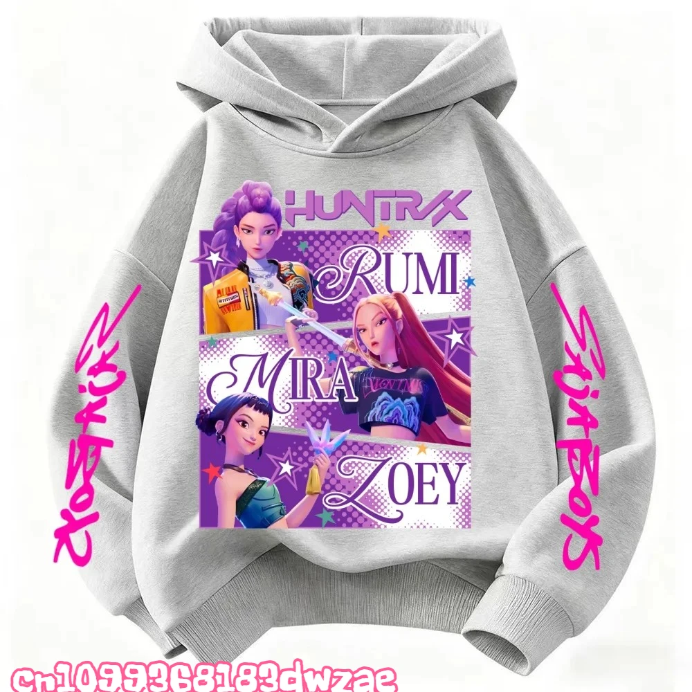 KPop شيطان الصيادين Huntrix هوديي ملابس الاطفال الأميرة الفتيات ملابس أزياء الأولاد ملابس ربيع الخريف البلوز الطفل قمم