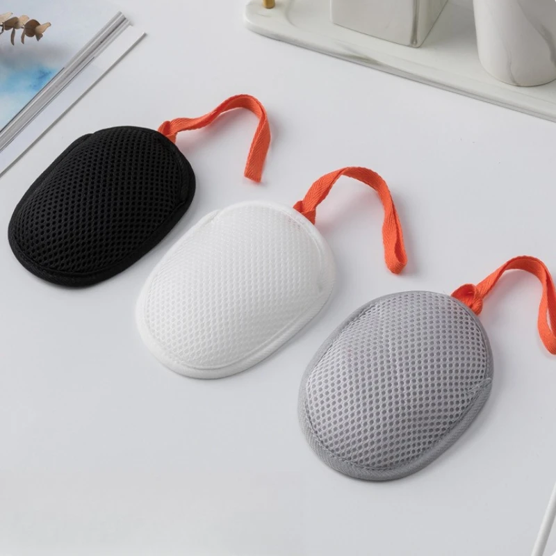 Mesh Drawstring Soap Bag Double-Sided Cleansing Rich Lather Soft Bath Scrubber Bathroom-Specific Oval Mesh Fabric Soap Bag