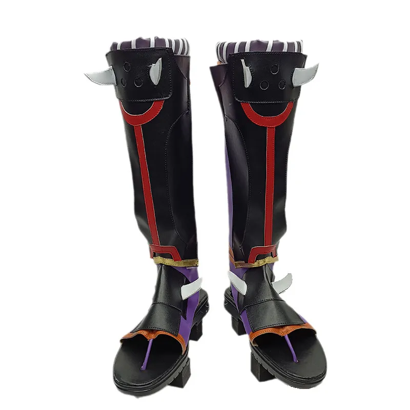 chaussures-de-cosplay-anime-genshin-impact-arataki-itto-bottes-longues-violettes-en-cuir-pu-pour-carnaval-d'halloween