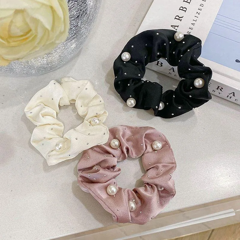 حبل شعر لؤلؤي من القماش البسيط للمرأة أنيق لا يسبب ضررًا لربطات الشعر على الموضة للفتيات على شكل ذيل حصان عالي