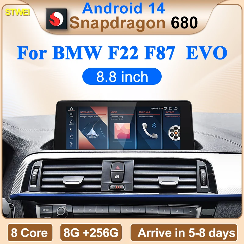 STWEI 8.8inch EVO Qualcomm Snapdragon680 6225 Android14 System For BMW 1/2 Series M2 F20 F87 M1 Car Video Multimedia Players GPS