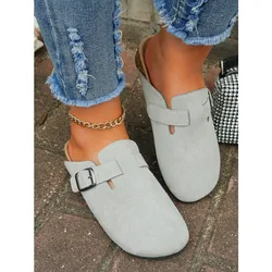 Autumn Women's Flat Cork Clogs Shoes Fashion Closed Toe Suede Platform Slippers for Women Outdoor Casual Slides Shoes Zapatos