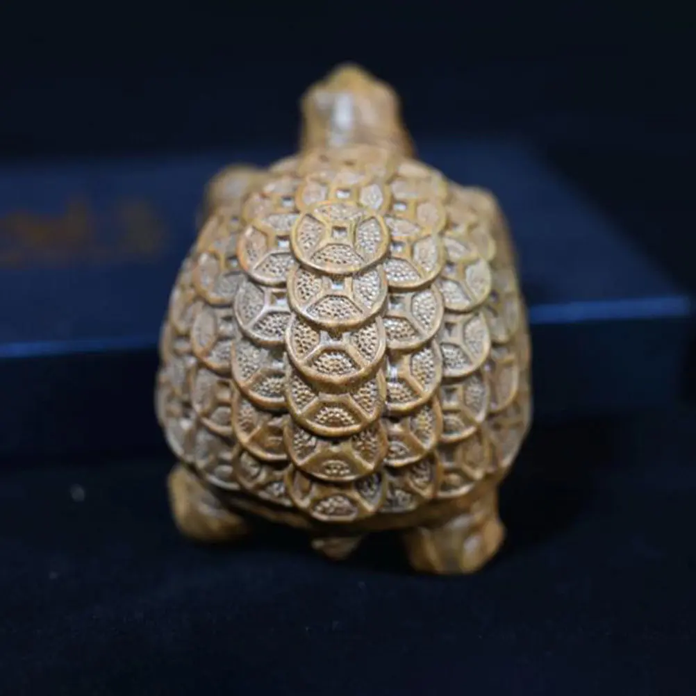 

Exquisite Wooden Turtle Desktop Decor Hand Carved Natural Wood Tea Pet Ornament for Indoor Desk Tabletop Decoration Creative