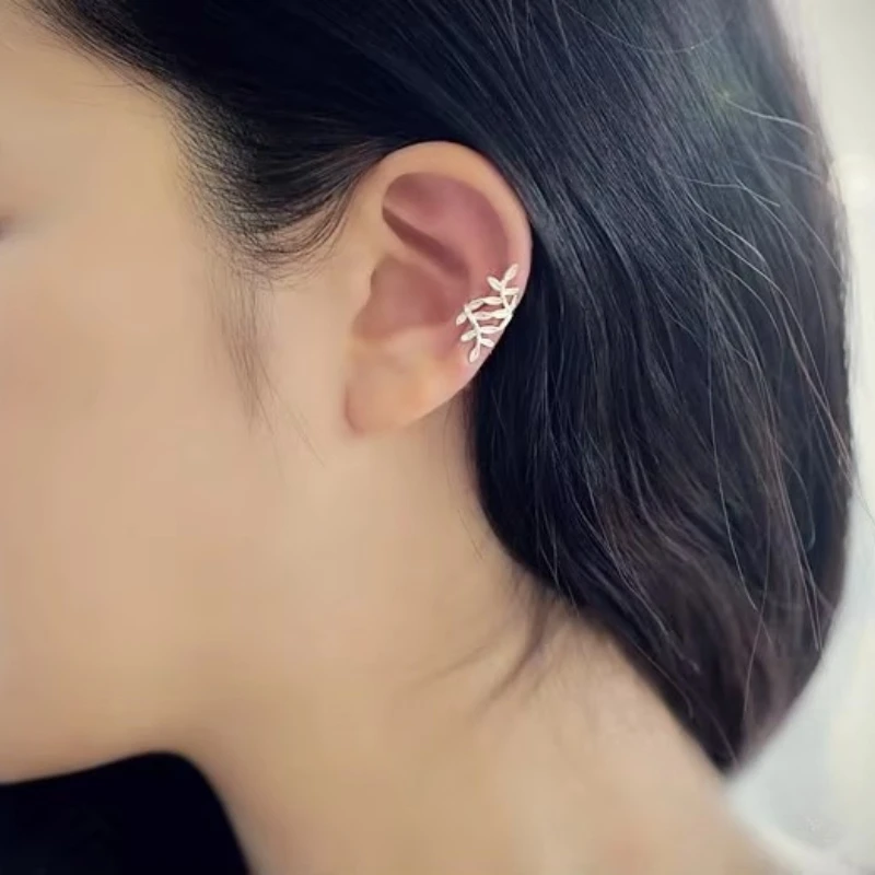 925 Sterling Silver leaves Clip on Earrings Ear Cuff For Women Girl Lady Without Piercing Earring Jewelry