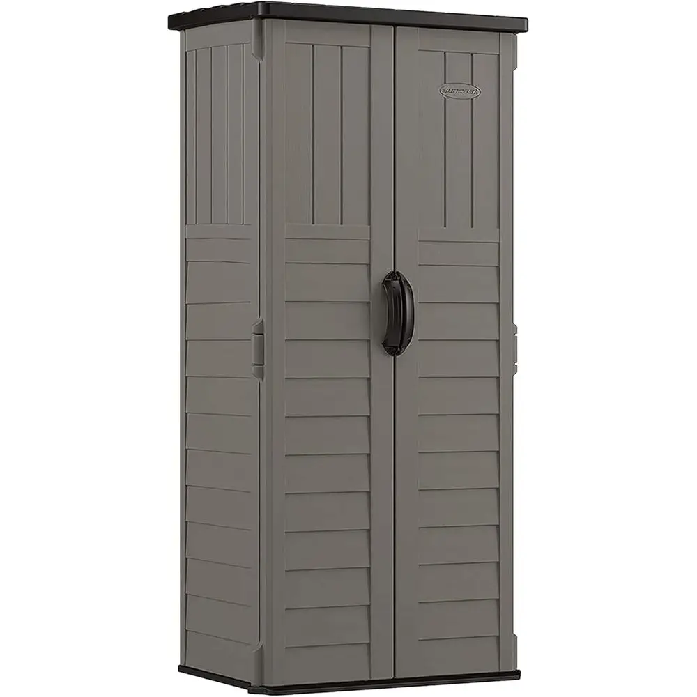 

Weatherproof Double Door Veal Resin Outdoor Shed with Lockable Storage, Multi-Wall Panels, Stoney-Colored