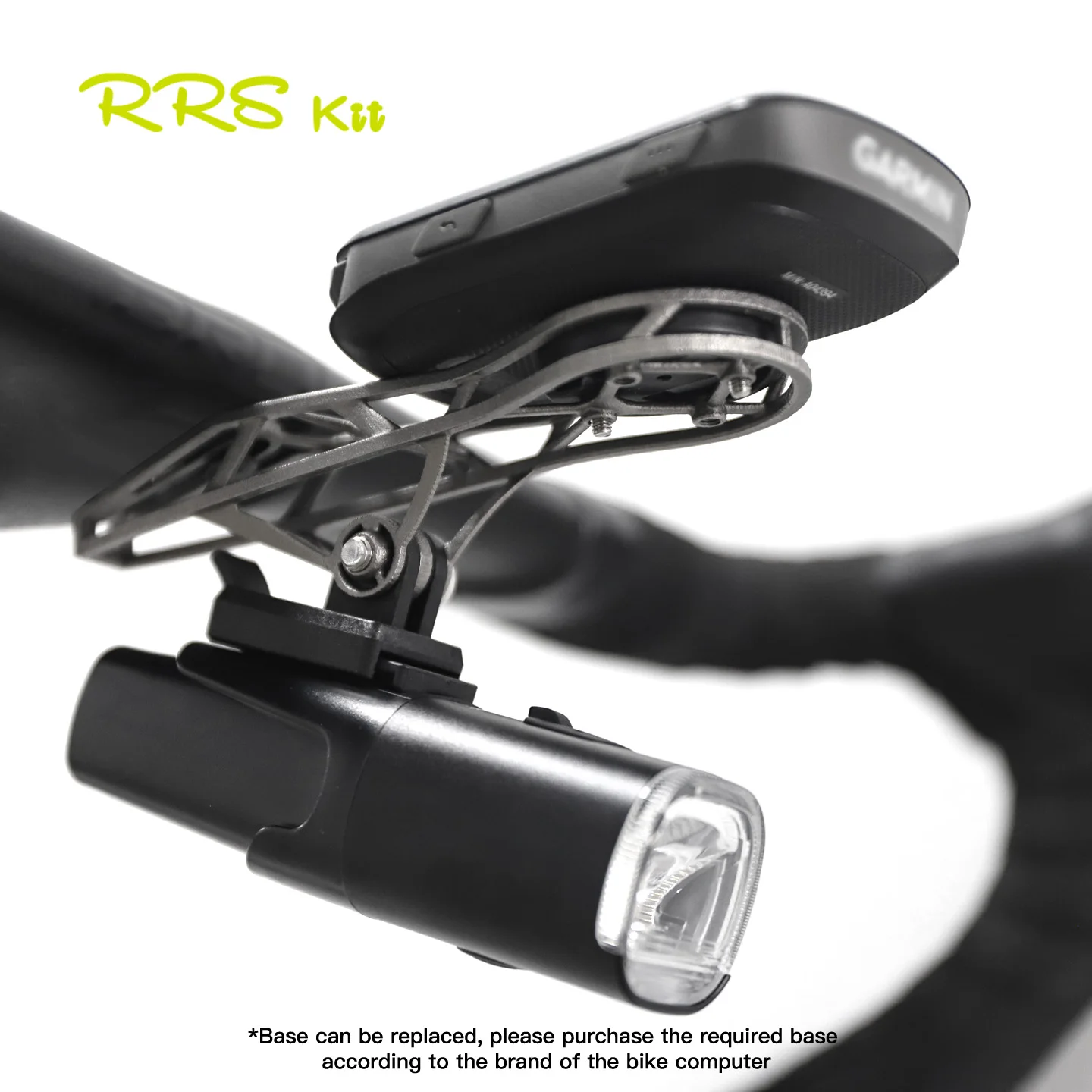 RRSKIT 3D Printed Titanium Alloy Bicycle Computer Extended Bracket Suitable For Garmin Universal Base With Gopro Lamp Holder