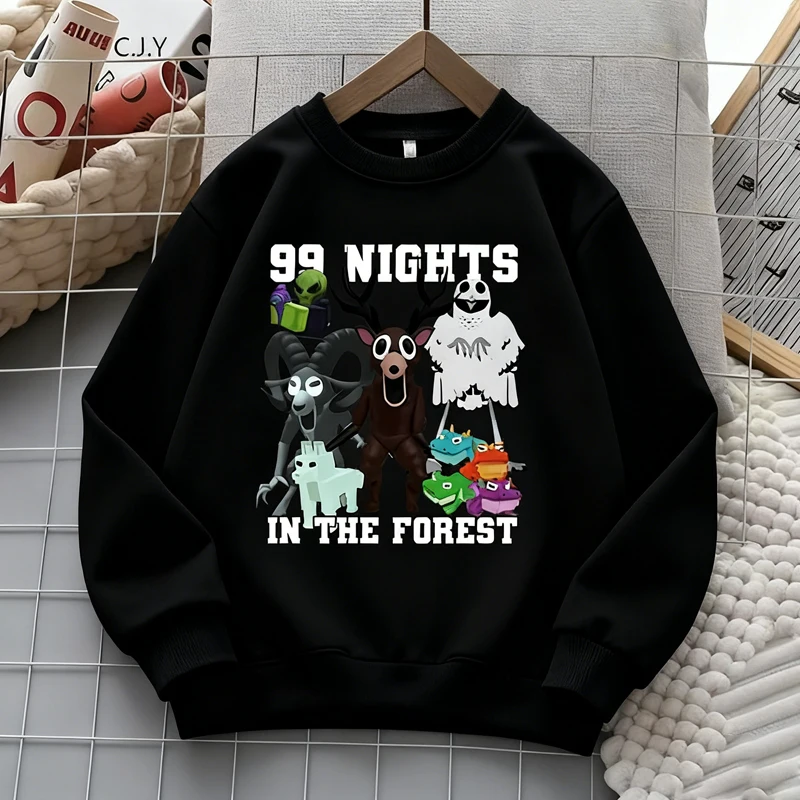 

99 ночей в лесу, детские толстовки с круглым вырезом, тонкие пуловеры с капюшоном в стиле аниме, весенне-осенние топы с длинными рукавами, детская одежда