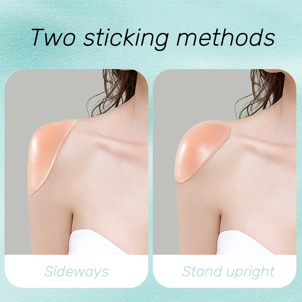 1Pair Naturally Soft Silicone Anti Slip Shoulder Pads Invisible Shoulder Enhancer Push-Up Cushions Reusable Self-Adhesive Unisex