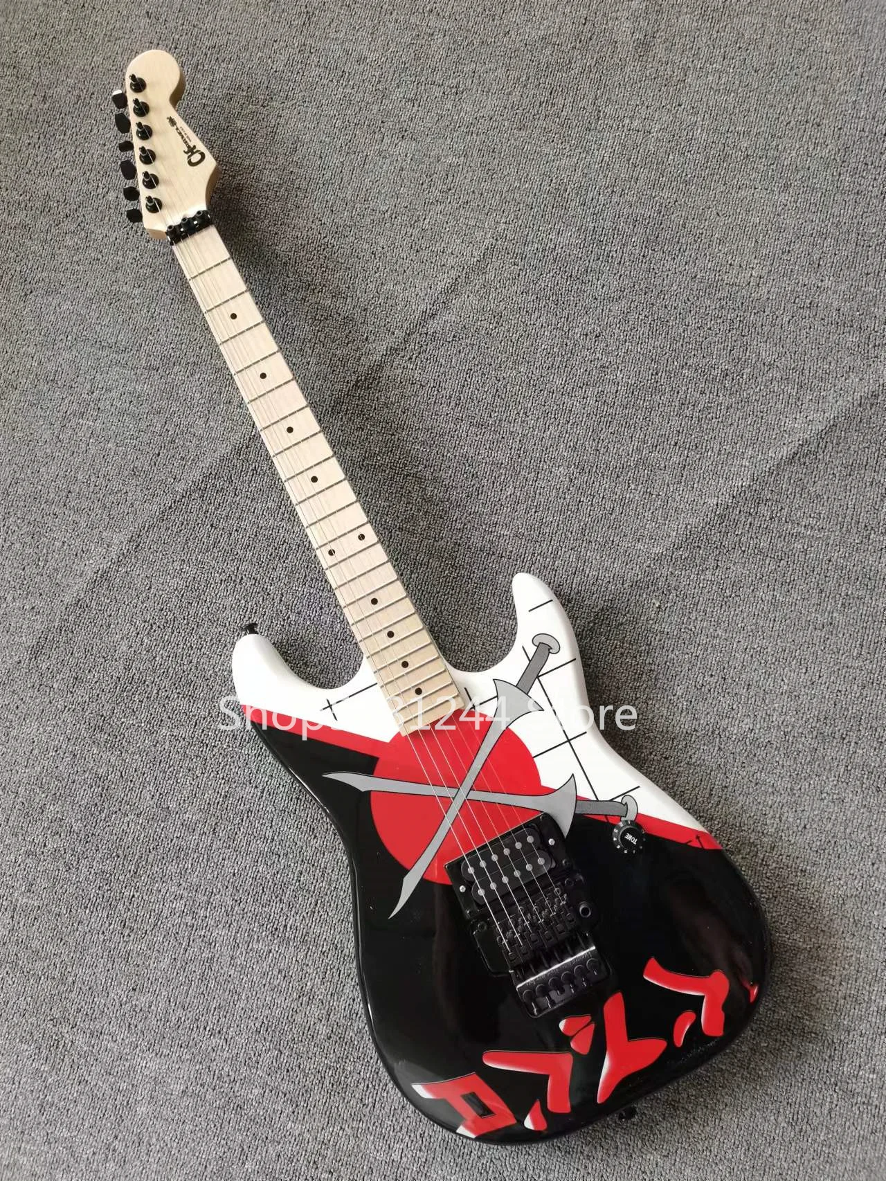 

Free shipping, Warren Demartini Crosssword St. Dimas White ST Electric Guitar, Black Freudian Rose Treble
