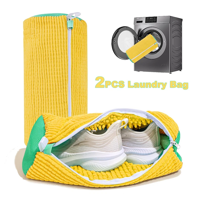 2pc Reusable Shoe Washing Machine Bag Laundry Shoe Bag Washer and Dryer for Sneaker Tennis Shoes Unstain Cleaner Kit