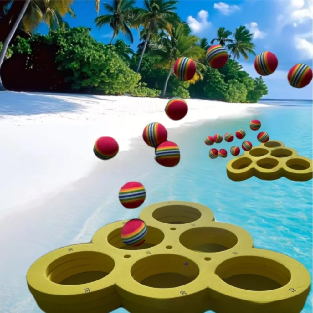 

Durable EVA Water Floating Table with 10 Balls Triangle Throwing Score Ring Set Relaxing Puzzle Game Water Toys Swimming Pool