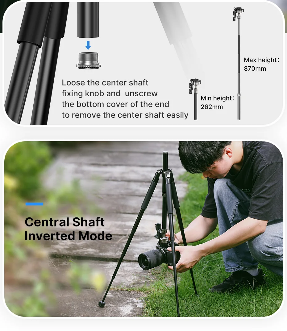 Ulanzi MT-63 26 cm tragbares Mini-Stativ mit 360 ° Horizontaler und vertikaler Panoramakopf für Smartphones-Kameras – Detail 9