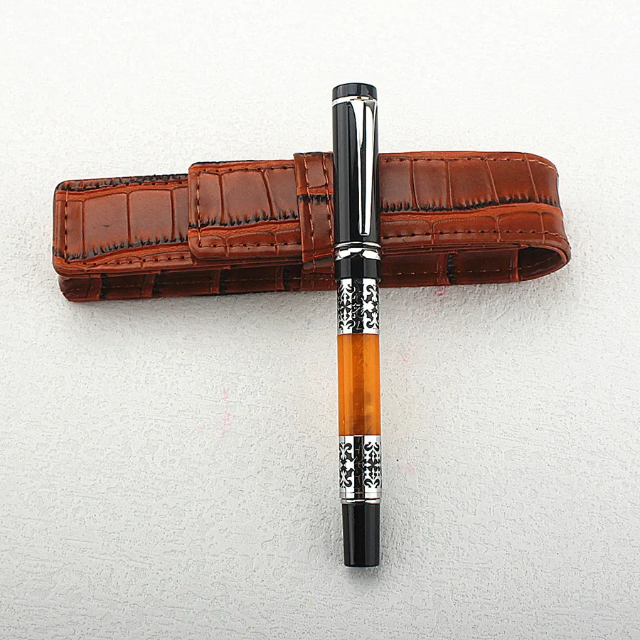 

Celluloid Fountain Pen Beautiful Silver Flower Pattern Business Office Home School Supplies Writing Ink Pen