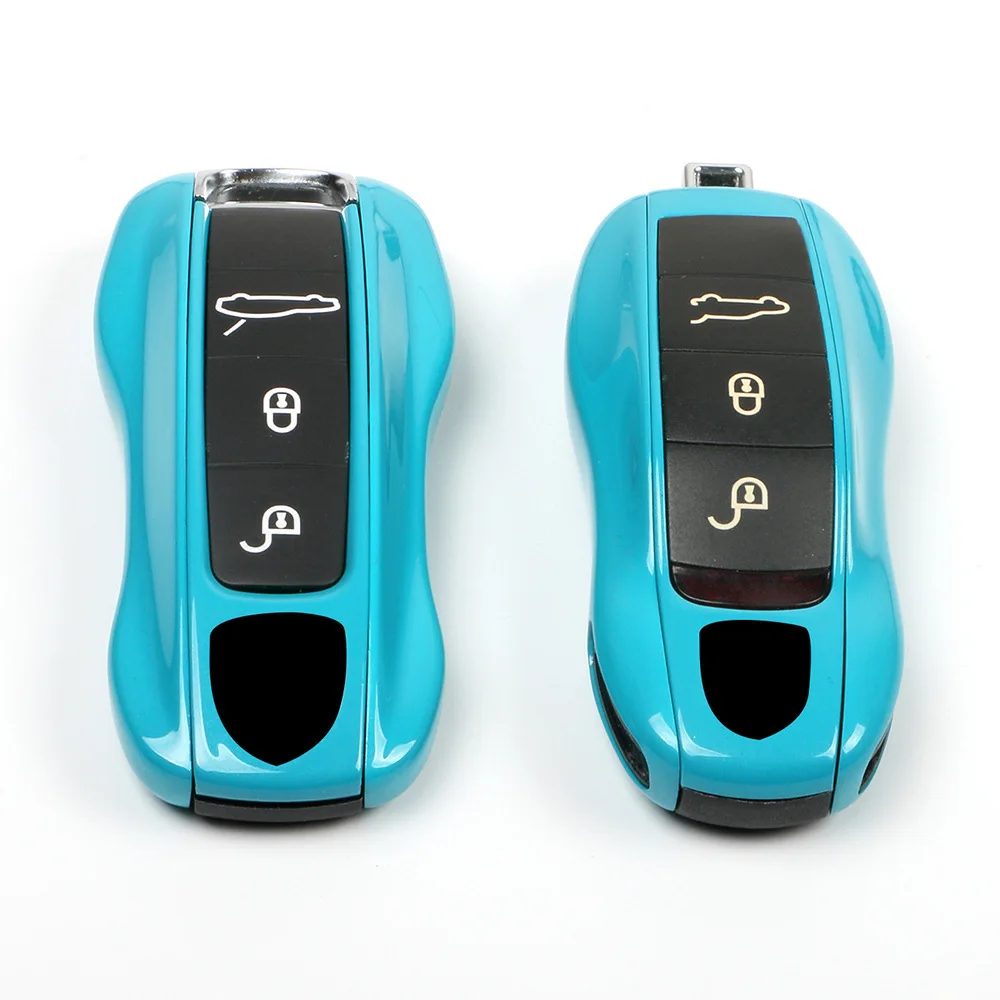 NEW1 Fashion Miami Blue For Porsche Panamera Boxster Cayman Cayenne 911 970 981 991 Spyder Carrera Macan Car Key Case Cover Hold