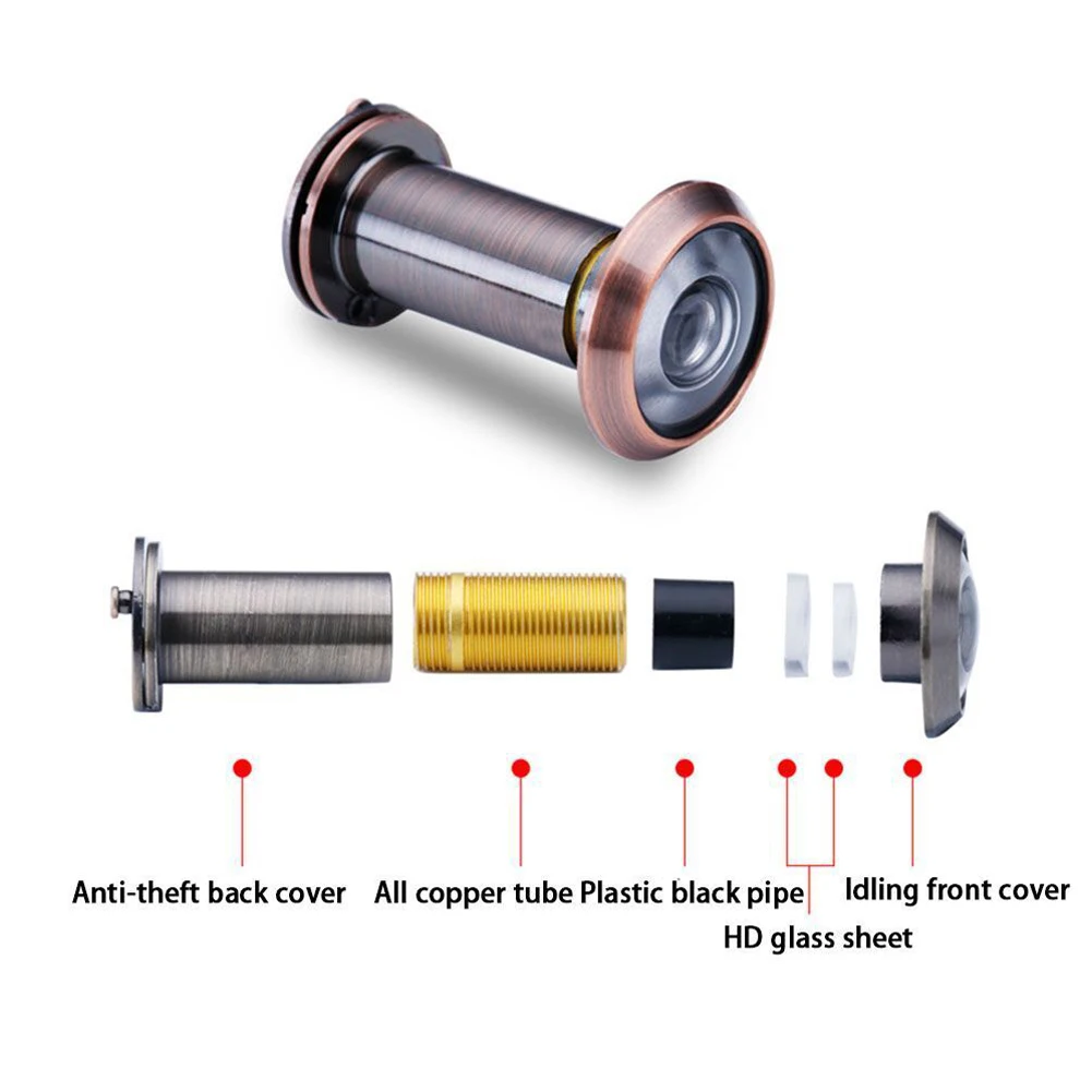 180 °   Spioncino per porta Visualizzatore per mirino grandangolare Foro per mirino in vetro regolabile per porte spesse 42mm-60mm Sicurezza hardware