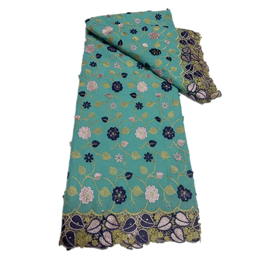 

Luxury African Cotton Guipure Cord Lace Fabrics Party Dress Soft Embroidery Lace Flower Design 5 Yards 19A13