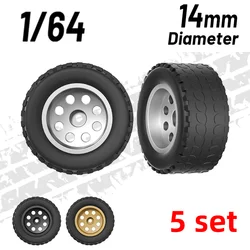 5 Sets 1/64 diecast wheel 1/64 Scale Off-Road Wheels14mm Durable Windmill Design in Gold Silver for Model Vehicles