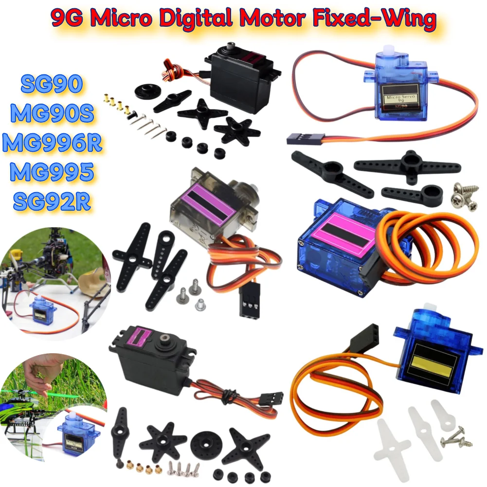 SG90 9G Micro Gear Servo Motor Fixed-Wing Servo Motor Controls 180/360 Degrees for RC Helicopter Aircraft Airplane