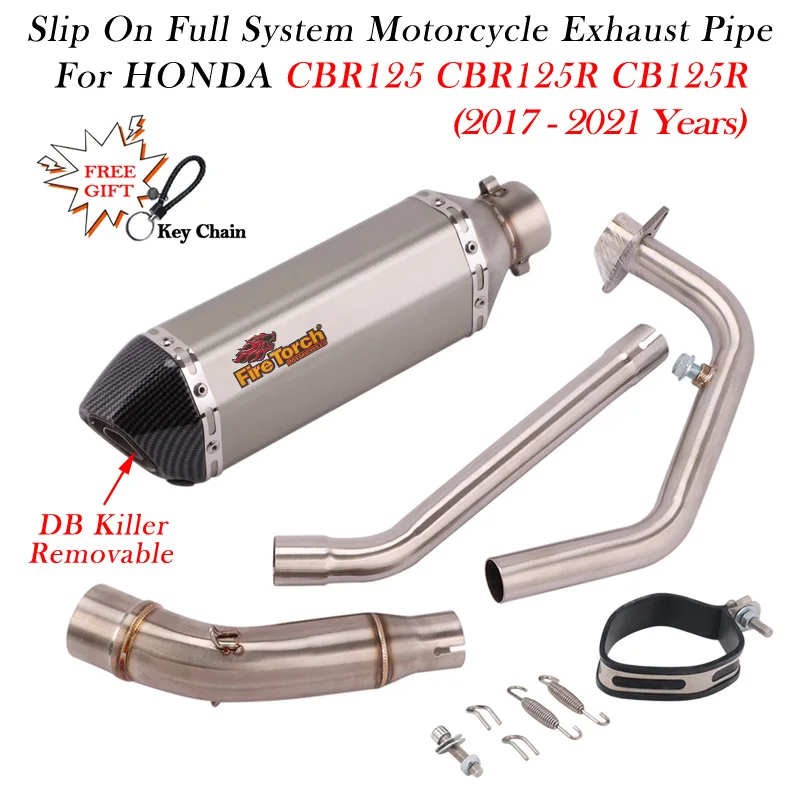 For Honda CBR125 CBR125R CB125R CBR 125 125R 2017 - 2021 Motorcycle Exhaust Full System Muffler DB Killer Front Middle Link Pipe