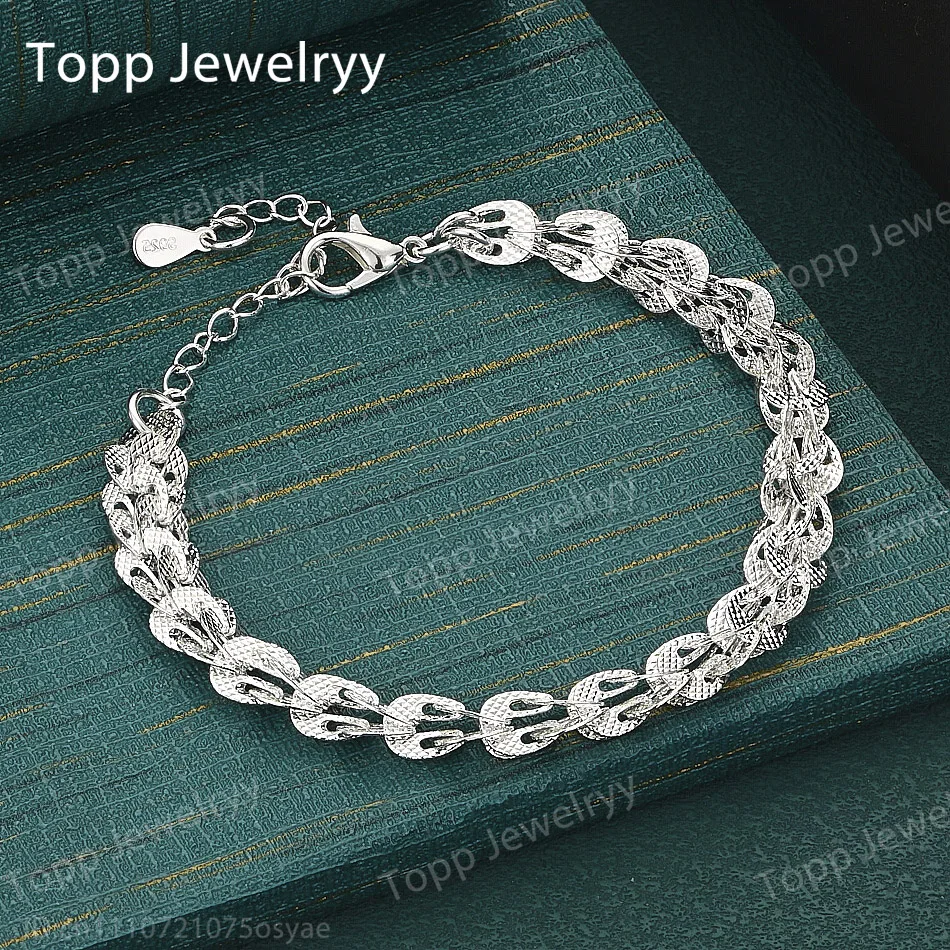 Exquisite 925 Sterling Silver Bracelet with Phoenix Tail Pattern – Stylish Wedding Jewelry & Party Gift for Women