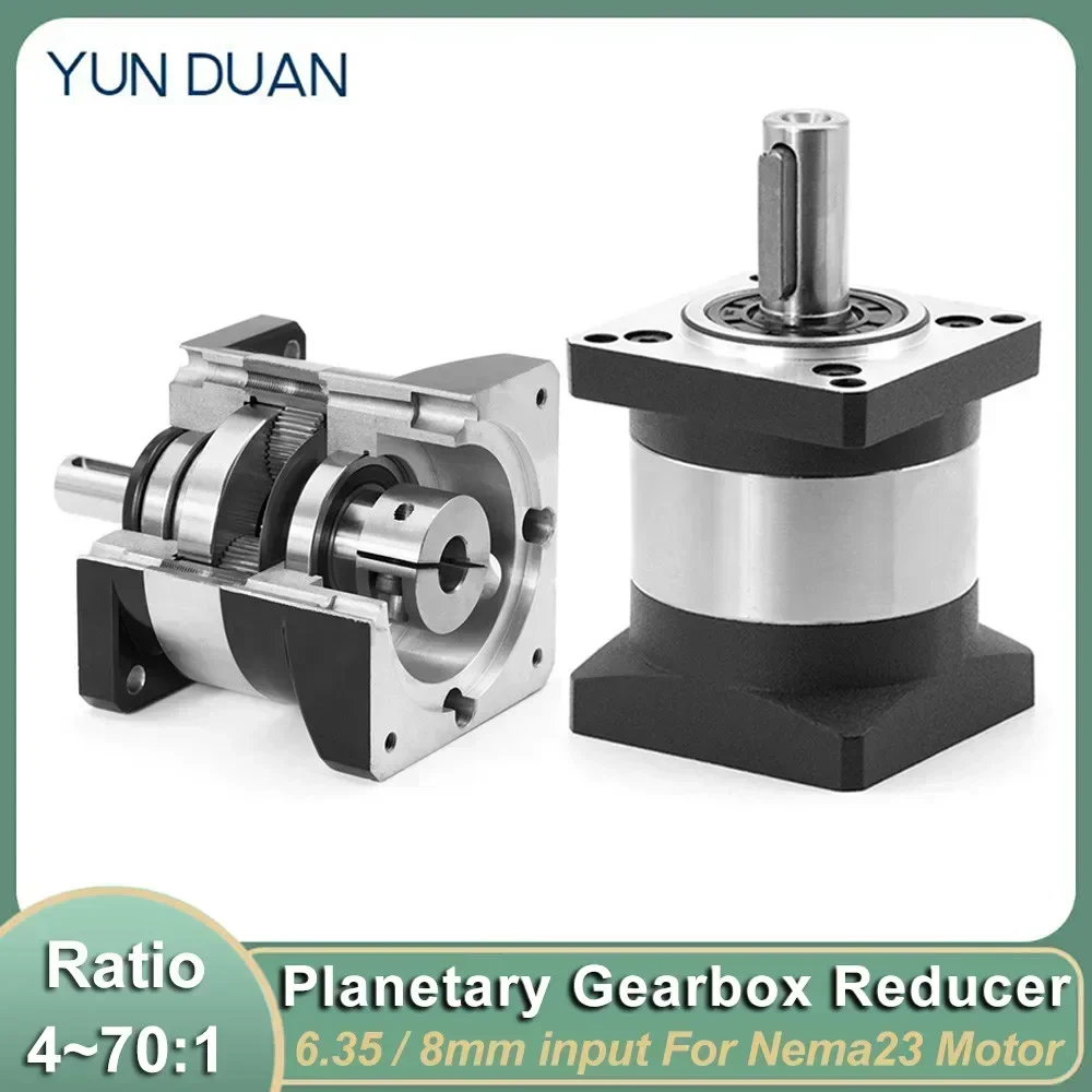 Reductor Planetario Nema23, Kit de Reductor para Motor Paso a Paso, Caja de Engranajes con Relación de Reducción 4:1-100:1, Eje de 14 mm, 20 arcmin, 3000 rpm de Entrada