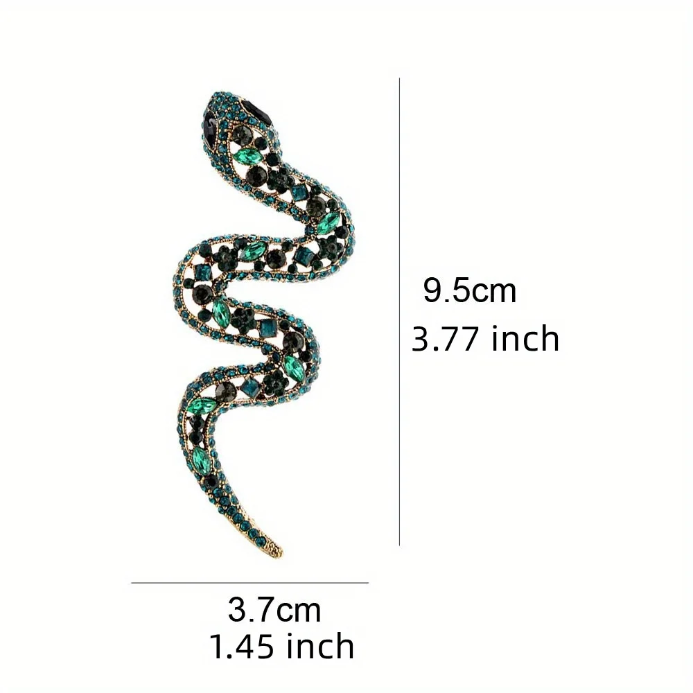 여성용 라인석 뱀 브로치, 빈티지 패션, 크리스탈 동물 브로치 핀, 우아한 코트, 보석 선물, 신상