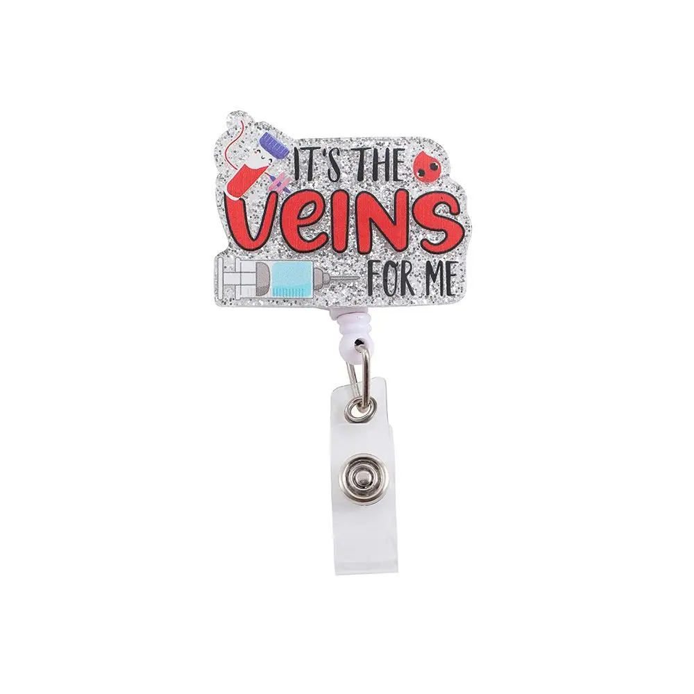 360 Rotating Retractable Badge Reel Simplicity Name Tag Easy To Pull Buckle Alligator Clip Glitter Nurse ID Holder Doctor