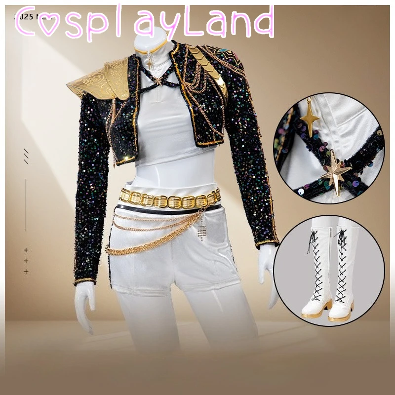 

Kpop Demon Rumi Cosplay Costume Punk Coat Top Skirt Full Set Halloween Christmas Anime Stage Performance Outfit Custom Made