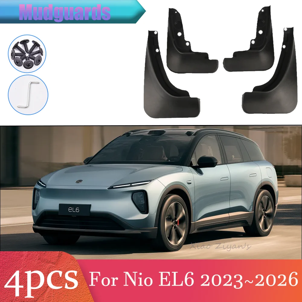 

For Nio EL6 ES6 2023~2026 2025 4PCS Car Front Rear Wheel Mudguard Flaps Mud Skin Cover Guards Fenders Splash Accessories PP