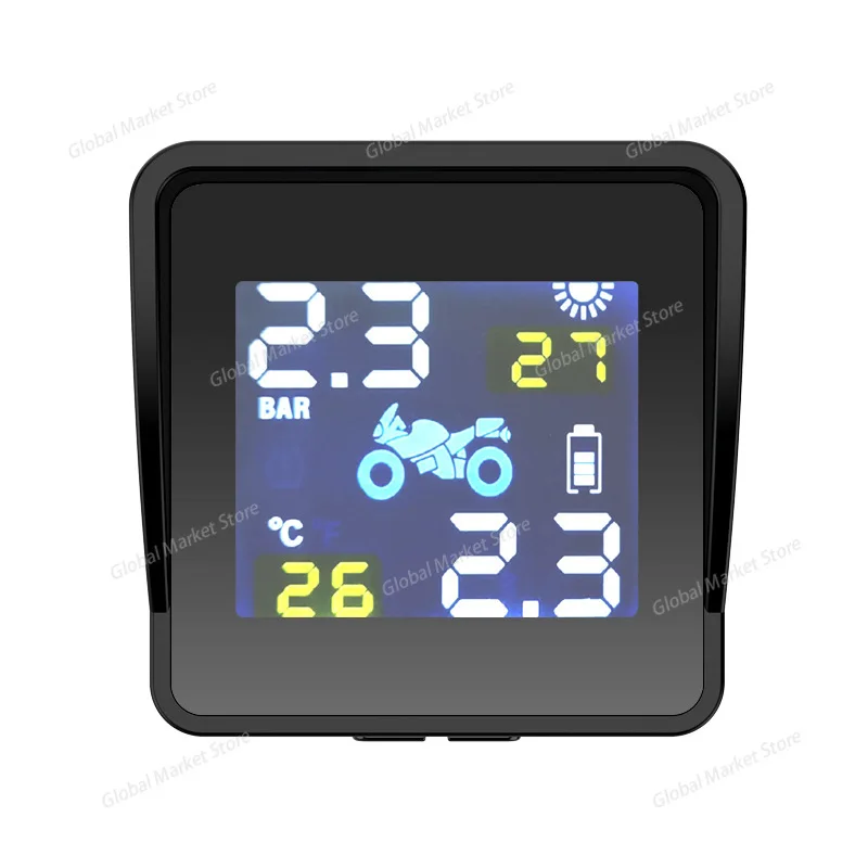 

Солнечная беспроводная система контроля давления в шинах Мотоцикл TPMS Монитор давления в шинах ЖК-дисплей 3 внешних датчика