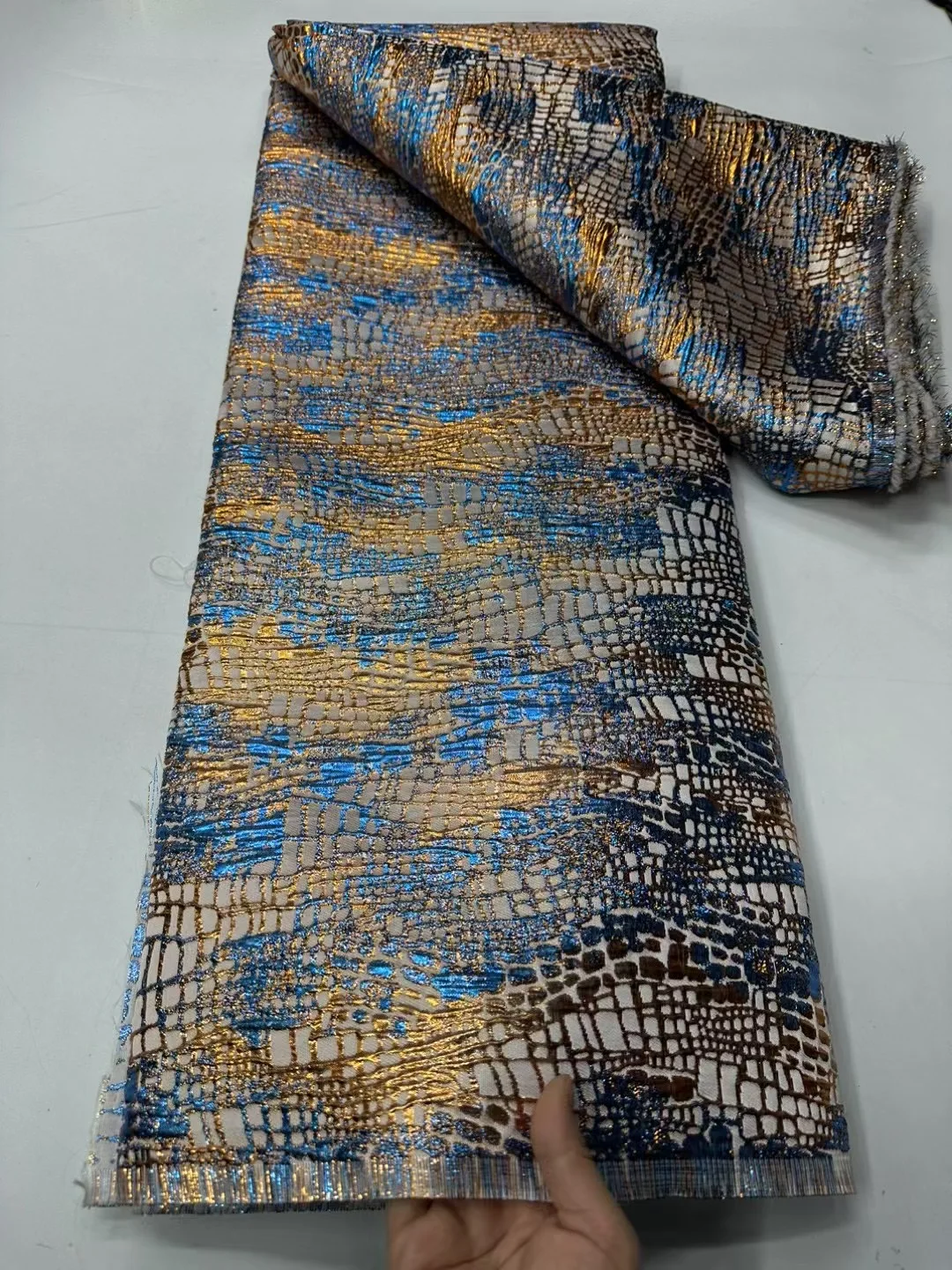 

African Jacquard Lace Fabric High Quality 2025 Damask French Nigerian Brocade Lace Fabric Elegant Dress for Women NCW6299