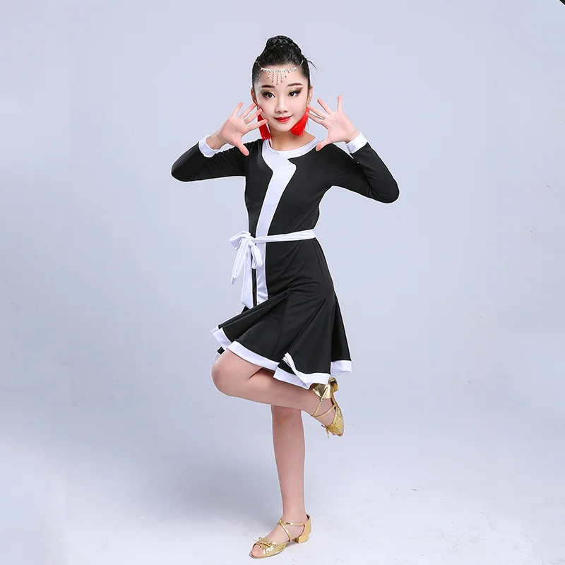 Latin Dance Dress Girl Professional Competition Dancing Dresses Children Kid Salsa Cha Samba Clothes Practice Show Wear