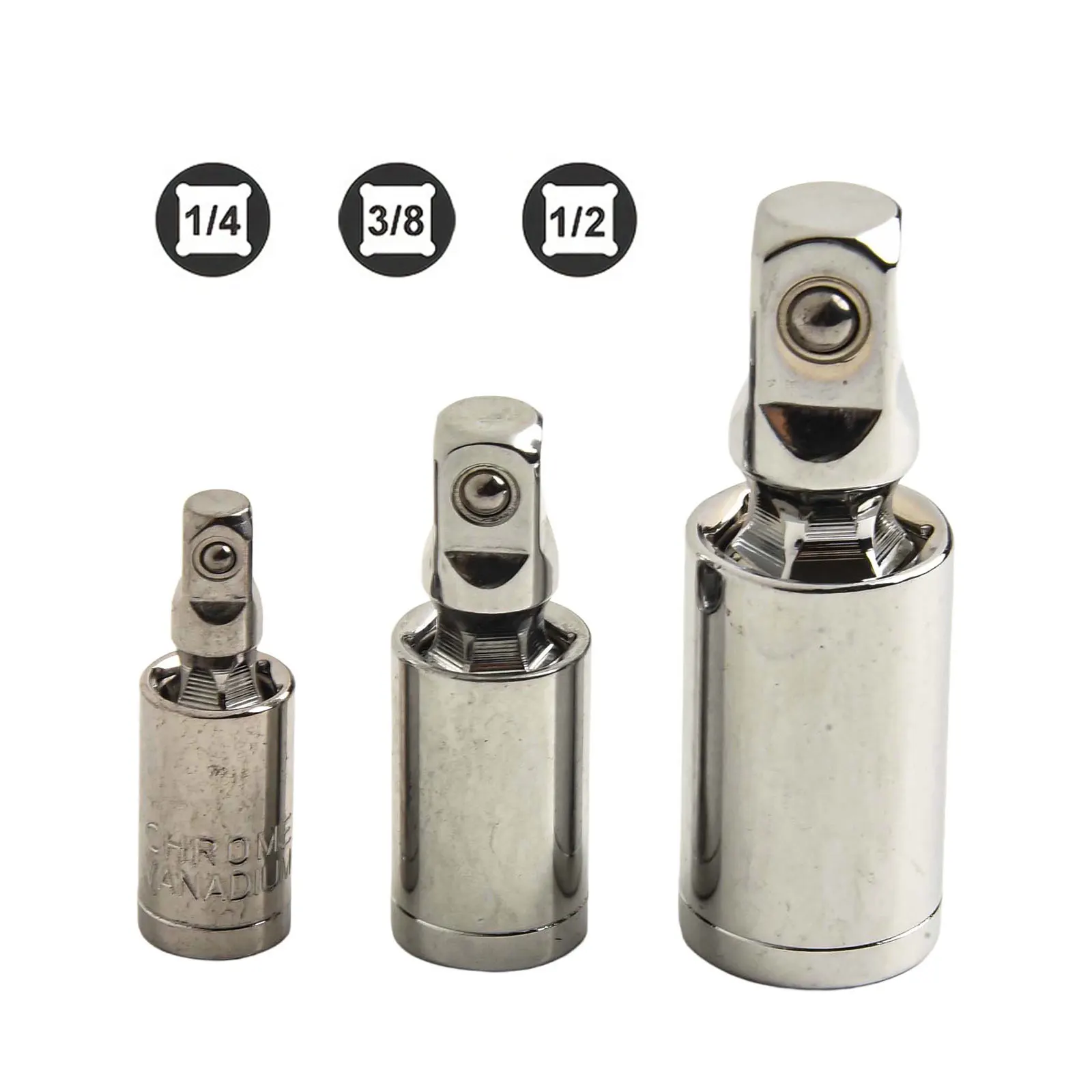 

43/1 Set Of Silver And Black Reducing Socket Square Socket Conversion Flying Head Adapter For 1/2/3/8/1/4 Extension Rod Tool Set