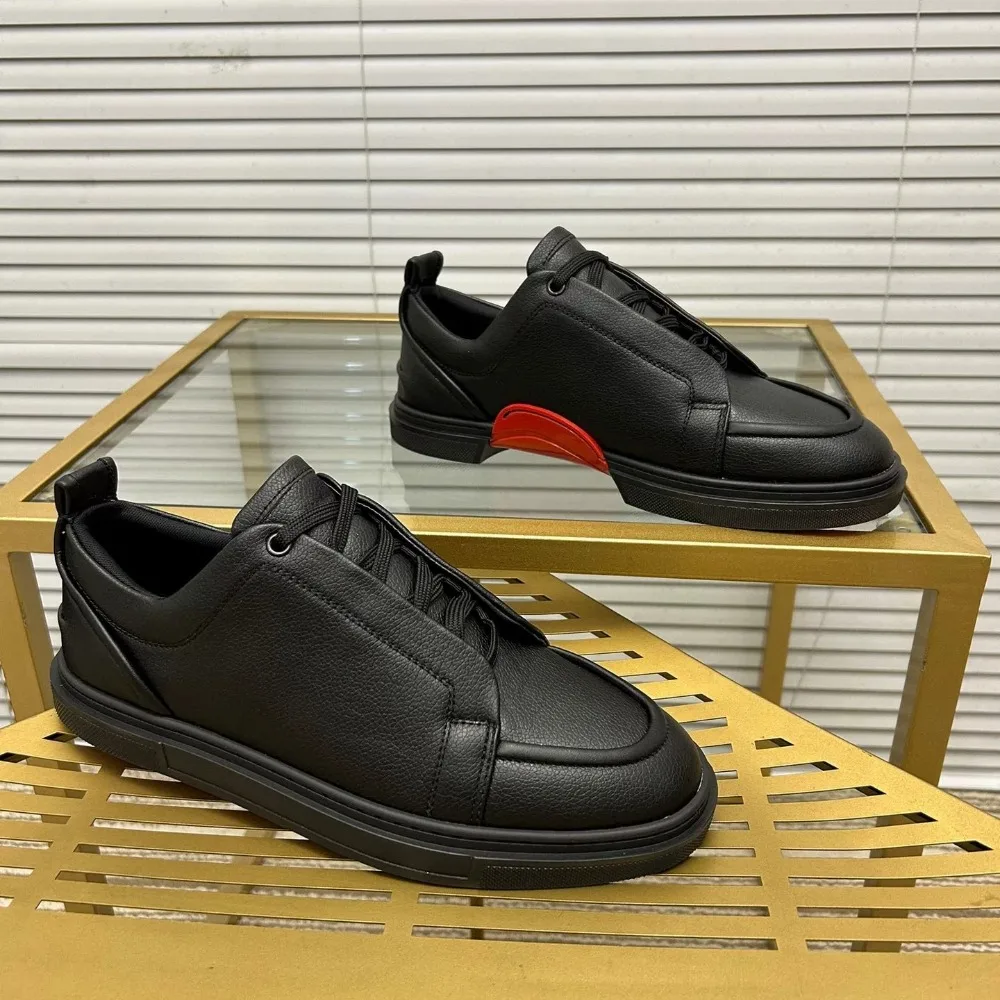 Luxury Red Sole Leather Low Top Sneakers Fashion Street‑wear Skateboarding Shoes Men Women Walking Outdoor Footwear Casual Shoes
