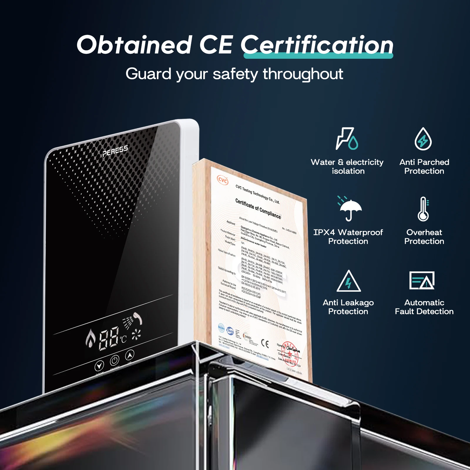 ทันทีไฟฟ้า Tankless เครื่องทําน้ําอุ่นห้องน้ําเครื่องทําน้ําอุ่น 220-240V 7000W อุณหภูมิ Automatica ในครัวเรือนโรงแรม