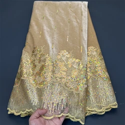 Nigerian Tulle Lace Fabric for Sewing, Wedding Dress, Chiffon Party Guipure, High Quality,Embroidery Cotton, 5Yard, 2024 PS0056