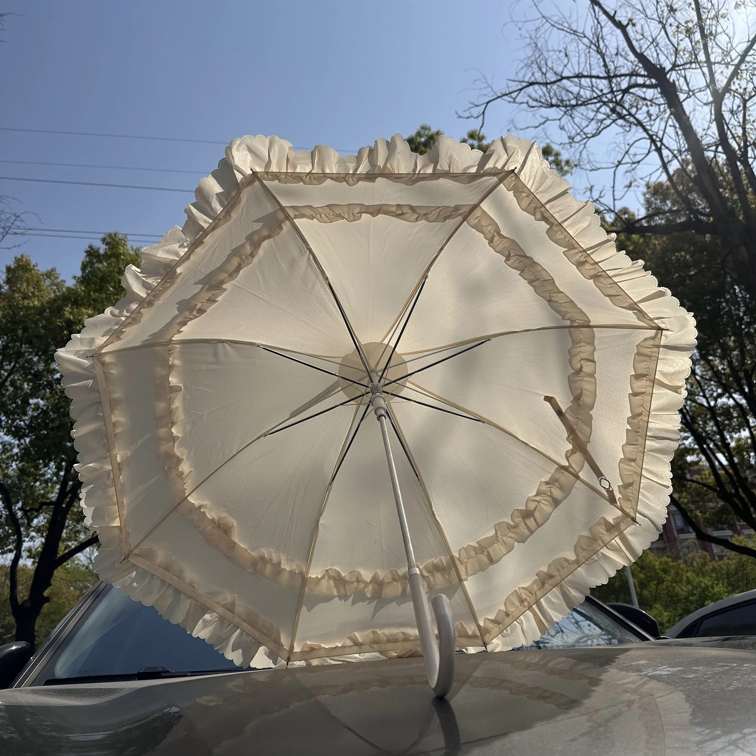 DD4097 Custom Vintage Princess Pagoda Parasol Long Handle Wedding Celebration Wedding Umbrella Lace Lolita Bridal Umbrella