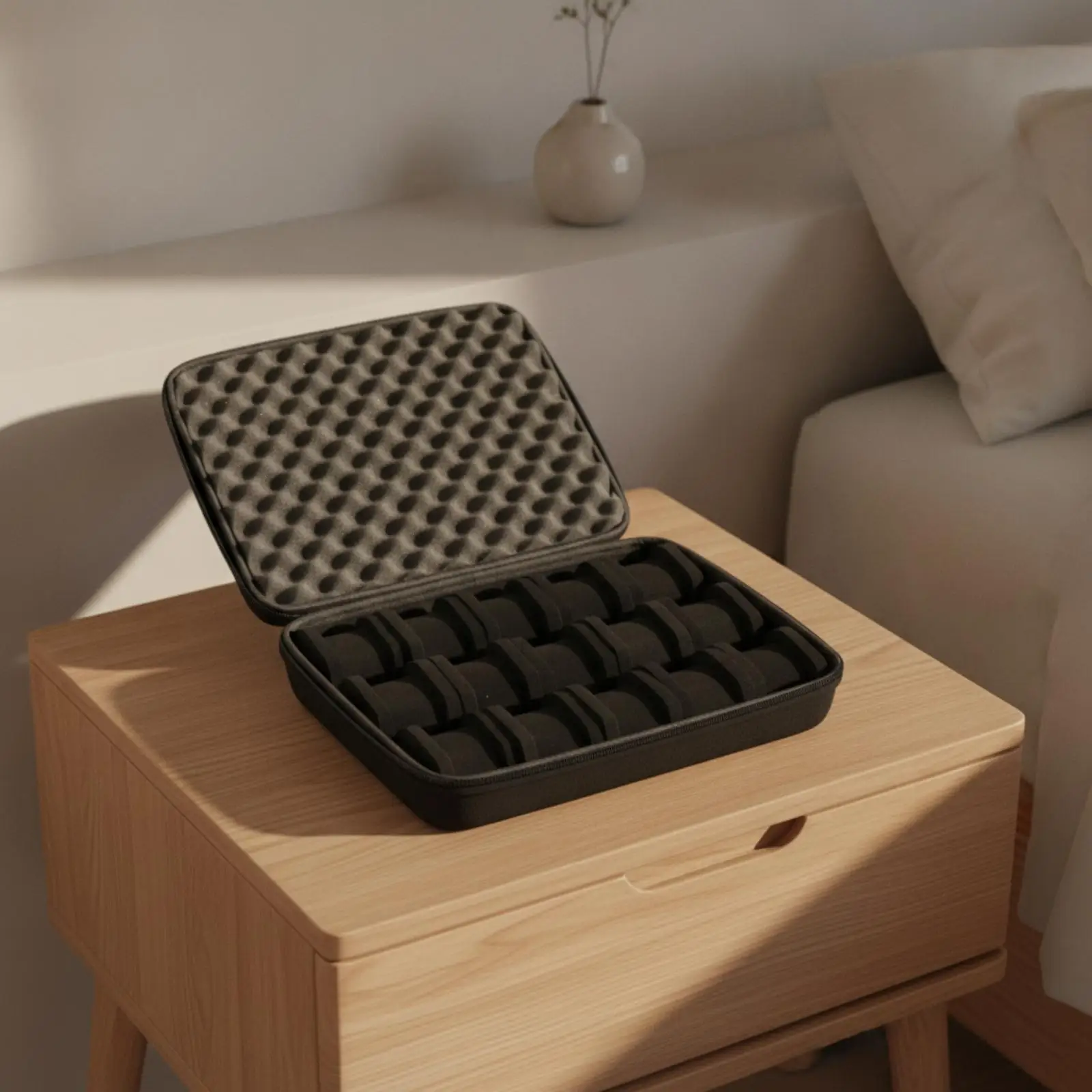15 Slot Watch Case for Men with Soft Foam Lining and Durable Shell for Safe Storage and Transport of Watches