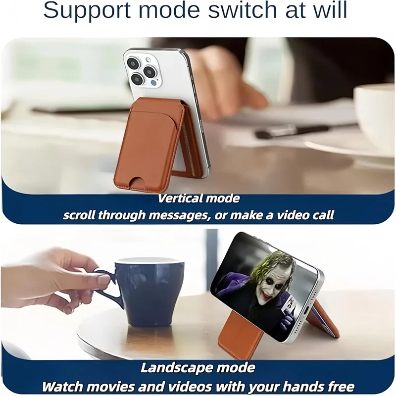 Pivot-Fold Magnetic Card Holder With Magsafe Strong Magnetic Phone Mount With Adjustable Stand