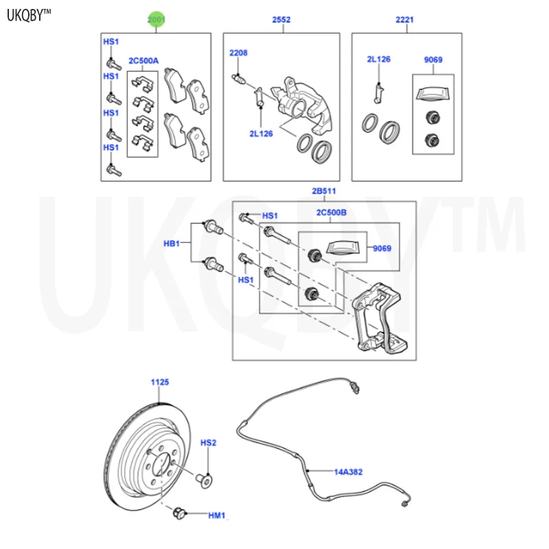 La nd Ro v er Sp ort Ra ng e Ro v er 2010-2013 LR015577 Repair Kit - Brake Clamp Brake Pads